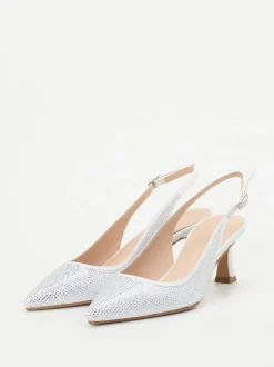 Andrea Puccini – Slingback-Pumps aus Metallicleder weiß