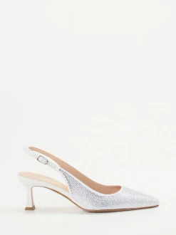 Andrea Puccini – Slingback-Pumps aus Metallicleder weiß