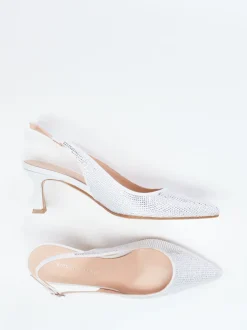 Andrea Puccini – Slingback-Pumps aus Metallicleder weiß