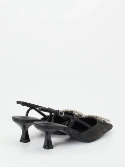 Andrea Puccini – Slingpumps aus Flechtleder schwarz