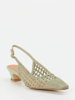 Andrea Puccini – Slingpumps aus Flechtleder Salbeigrün