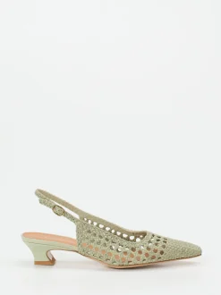 Andrea Puccini – Slingpumps aus Flechtleder Salbeigrün