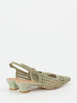 Andrea Puccini – Slingpumps aus Flechtleder Salbeigrün