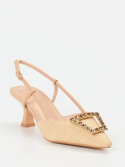 Andrea Puccini – Slingpumps aus Flechtleder beige