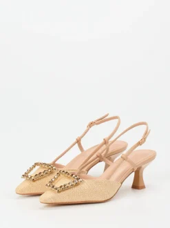 Andrea Puccini – Slingpumps aus Flechtleder beige