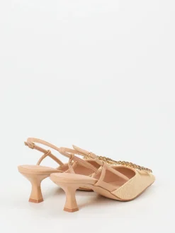 Andrea Puccini – Slingpumps aus Flechtleder beige