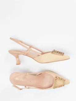 Andrea Puccini – Slingpumps aus Flechtleder beige