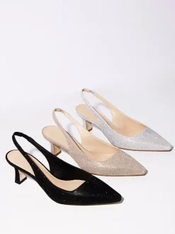 Andrea Puccini – Slingpumps aus Metallicleder champagner