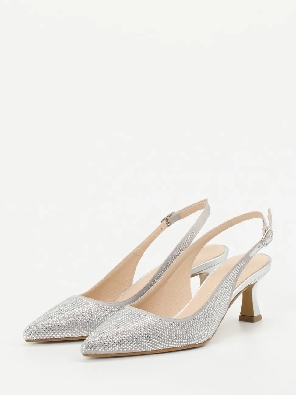 Andrea Puccini – Slingpumps aus Metallicleder silber