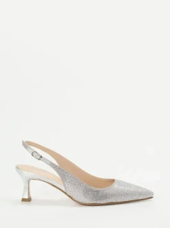 Andrea Puccini – Slingpumps aus Metallicleder silber