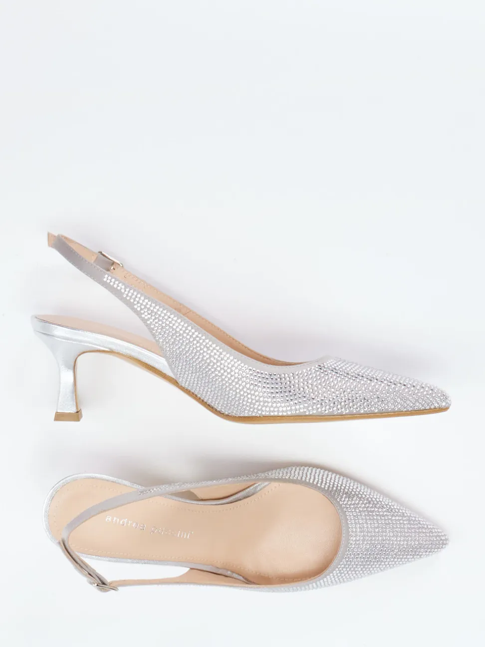 Andrea Puccini – Slingpumps aus Metallicleder silber