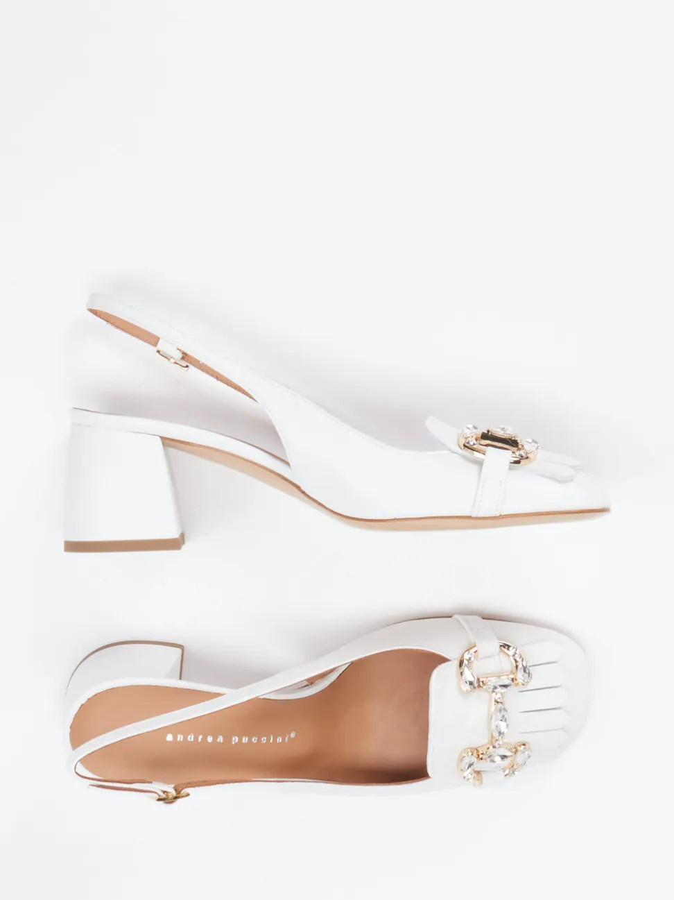 Andrea Puccini – Slingpumps aus Lammleder Weiß