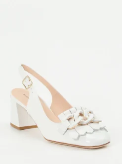 Andrea Puccini – Slingpumps aus Lackleder Elfenbeinweiß