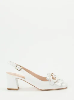 Andrea Puccini – Slingpumps aus Lackleder Elfenbeinweiß
