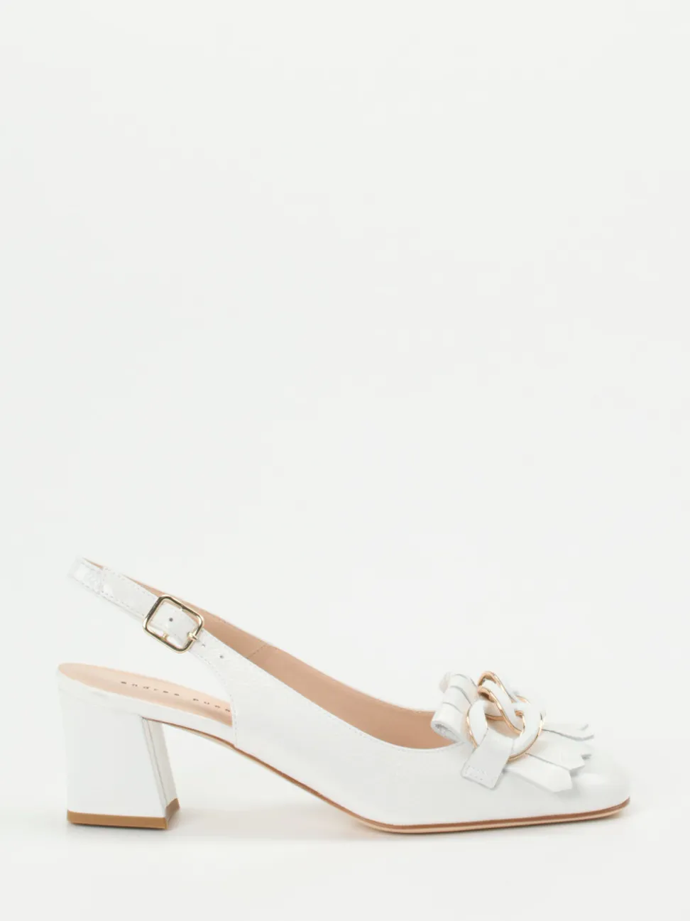 Andrea Puccini – Slingpumps aus Lackleder Elfenbeinweiß