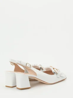 Andrea Puccini – Slingpumps aus Lackleder Elfenbeinweiß