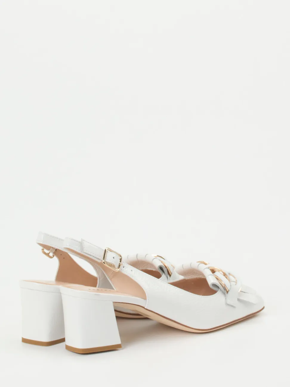 Andrea Puccini – Slingpumps aus Lackleder Elfenbeinweiß