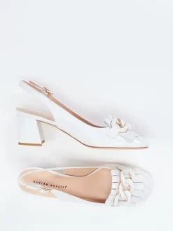 Andrea Puccini – Slingpumps aus Lackleder Elfenbeinweiß