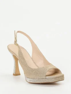 Andrea Puccini – Slingpumps aus Metallicleder Champagnergold