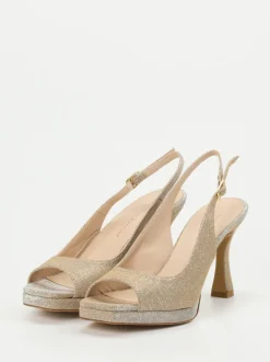 Andrea Puccini – Slingpumps aus Metallicleder Champagnergold