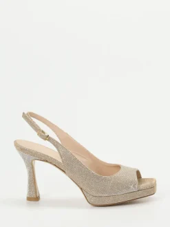 Andrea Puccini – Slingpumps aus Metallicleder Champagnergold