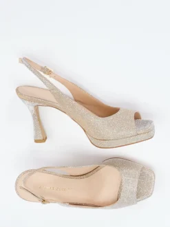 Andrea Puccini – Slingpumps aus Metallicleder Champagnergold