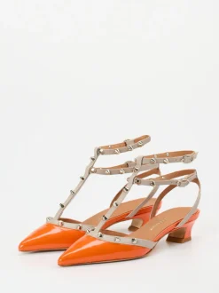 Andrea Puccini – Slingpumps aus Lackleder Orange