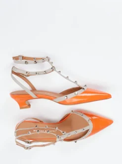 Andrea Puccini – Slingpumps aus Lackleder Orange