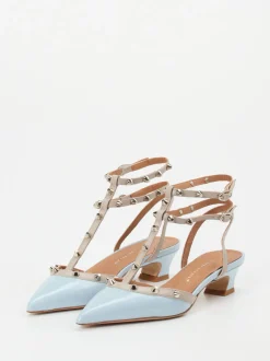 Andrea Puccini – Slingpumps aus Lackleder Hellblau