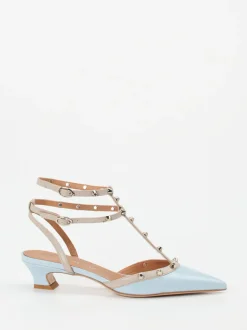 Andrea Puccini – Slingpumps aus Lackleder Hellblau