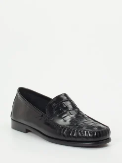 Andrea Puccini – Slipper aus Flechtleder schwarz