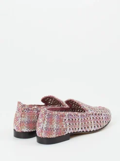 Andrea Puccini – Slipper aus Flechtleder in Rosé-Metallic