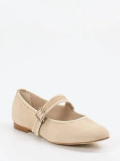 Andrea Puccini – Spangenpumps aus Veloursleder beige