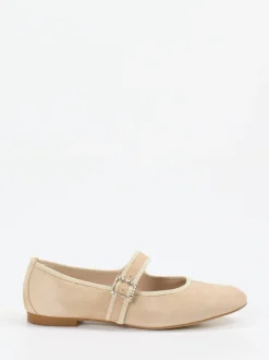 Andrea Puccini – Spangenpumps aus Veloursleder beige