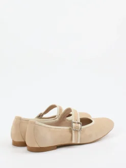 Andrea Puccini – Spangenpumps aus Veloursleder beige