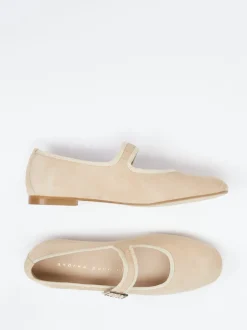 Andrea Puccini – Spangenpumps aus Veloursleder beige