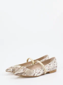 Andrea Puccini – Spangenpumps aus geprägtem Leder Beige