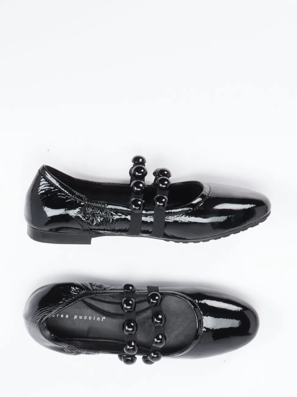 Andrea Puccini – Spangenpumps aus Lackleder Schwarz