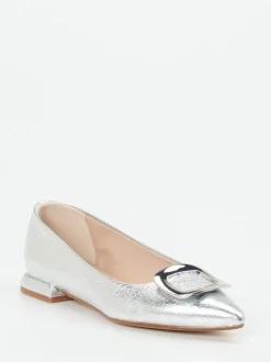 Andrea Puccini – Spitzballerinas aus Metallicleder silber