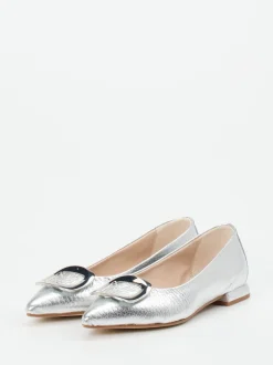 Andrea Puccini – Spitzballerinas aus Metallicleder silber