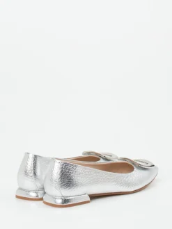 Andrea Puccini – Spitzballerinas aus Metallicleder silber