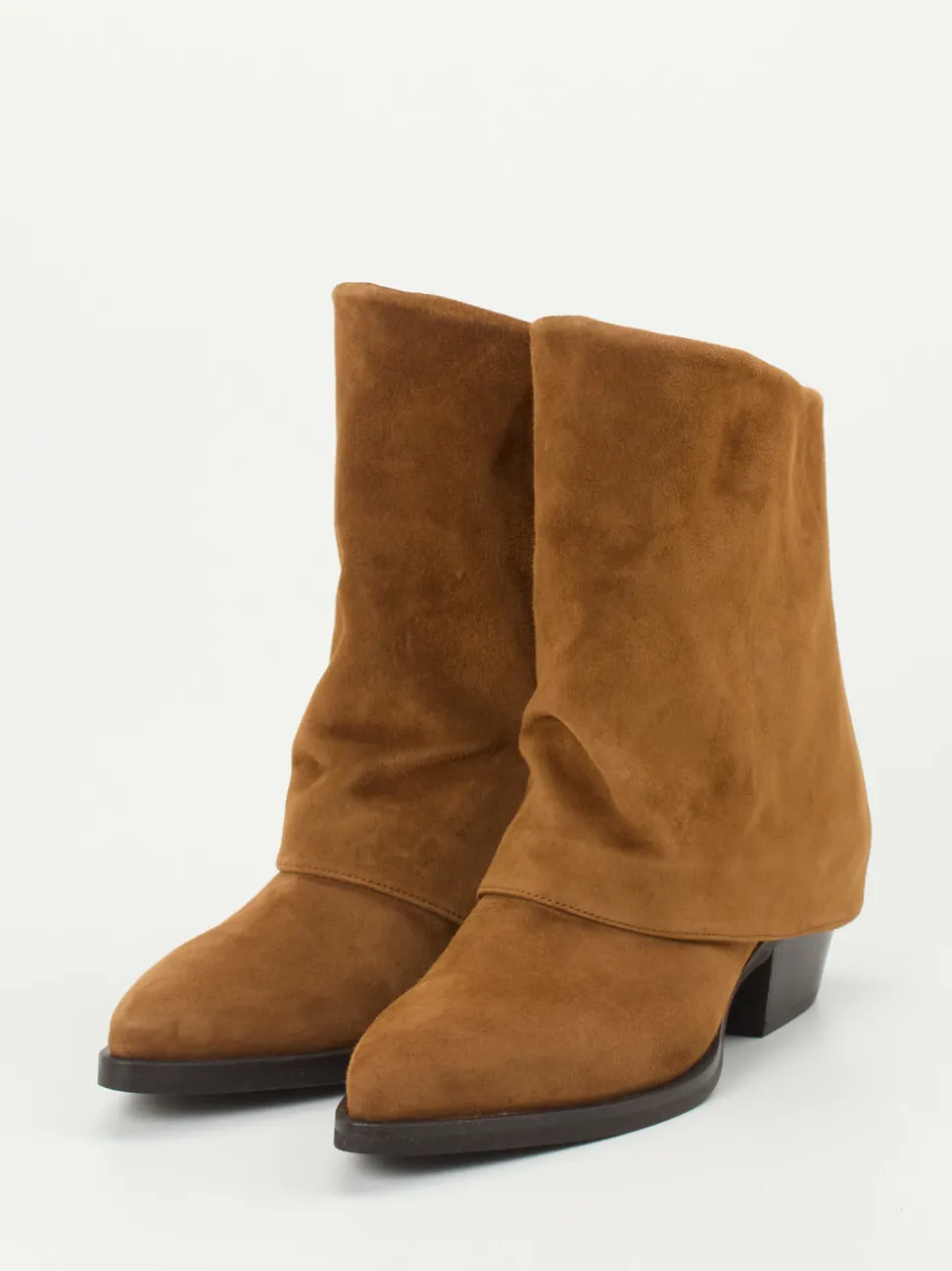Andrea Puccini – Stiefeletten aus Veloursleder Cognacbraun
