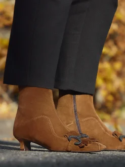 Andrea Puccini – Stiefeletten aus Veloursleder cognacbraun