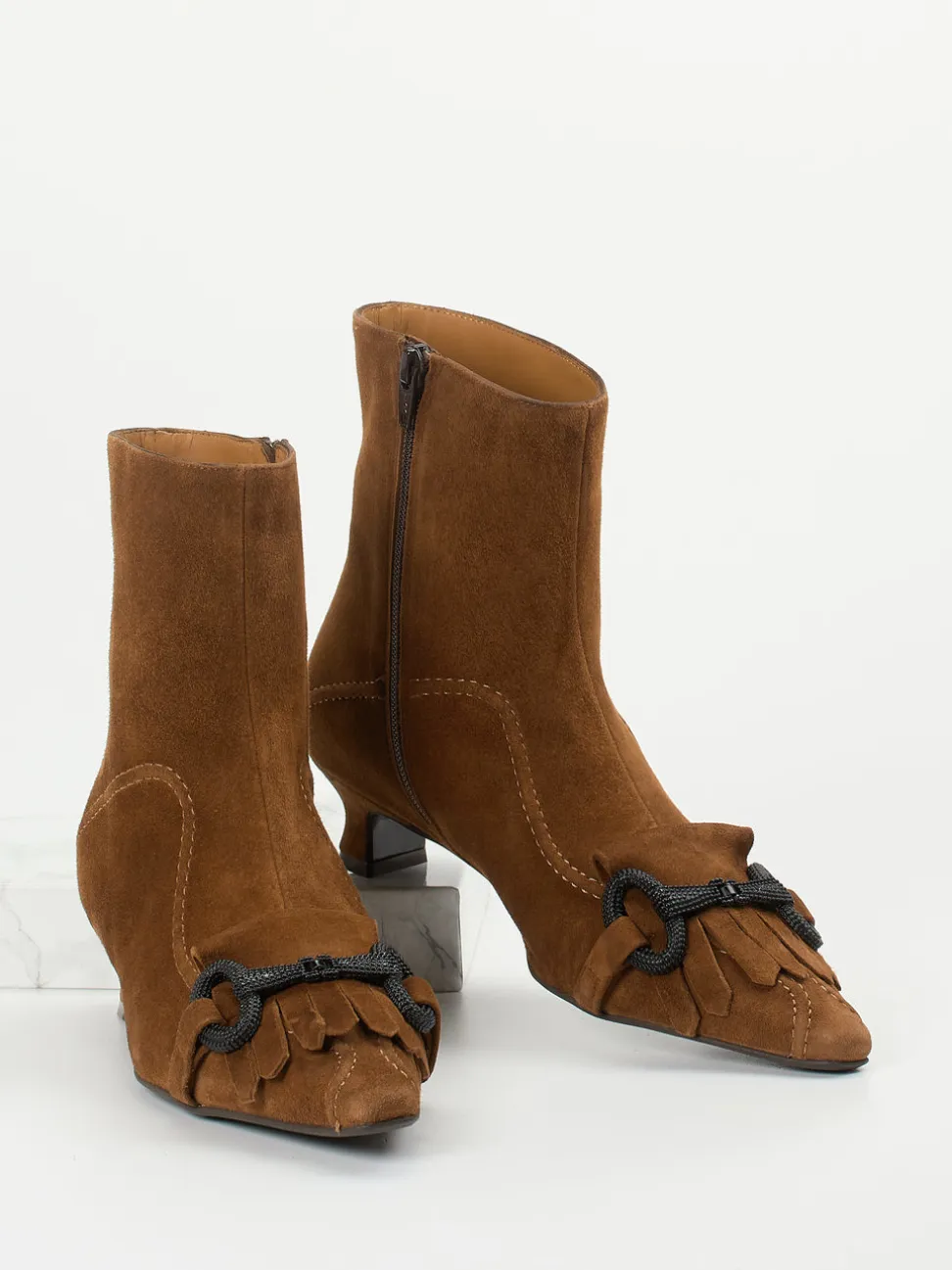 Andrea Puccini – Stiefeletten aus Veloursleder cognacbraun