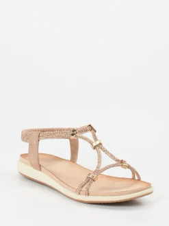 Andrea Puccini – Zehensteg-Sandalen aus Metallicleder rosa