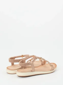 Andrea Puccini – Zehensteg-Sandalen aus Metallicleder rosa