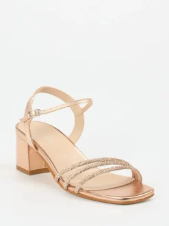 Andrea Sabatini – Abendsandale aus Metallicleder Roségold