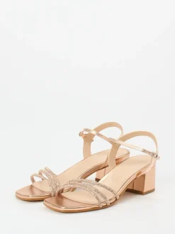 Andrea Sabatini – Abendsandale aus Metallicleder Roségold