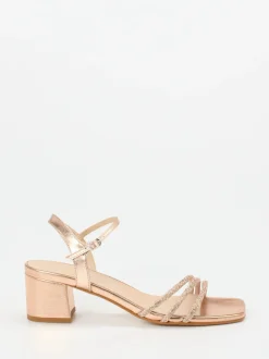 Andrea Sabatini – Abendsandale aus Metallicleder Roségold