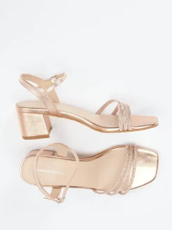 Andrea Sabatini – Abendsandale aus Metallicleder Roségold